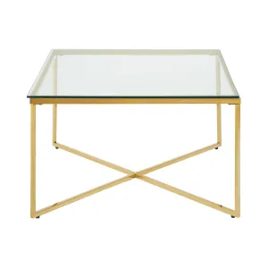 Allure Gold Finish Cross Base End Table