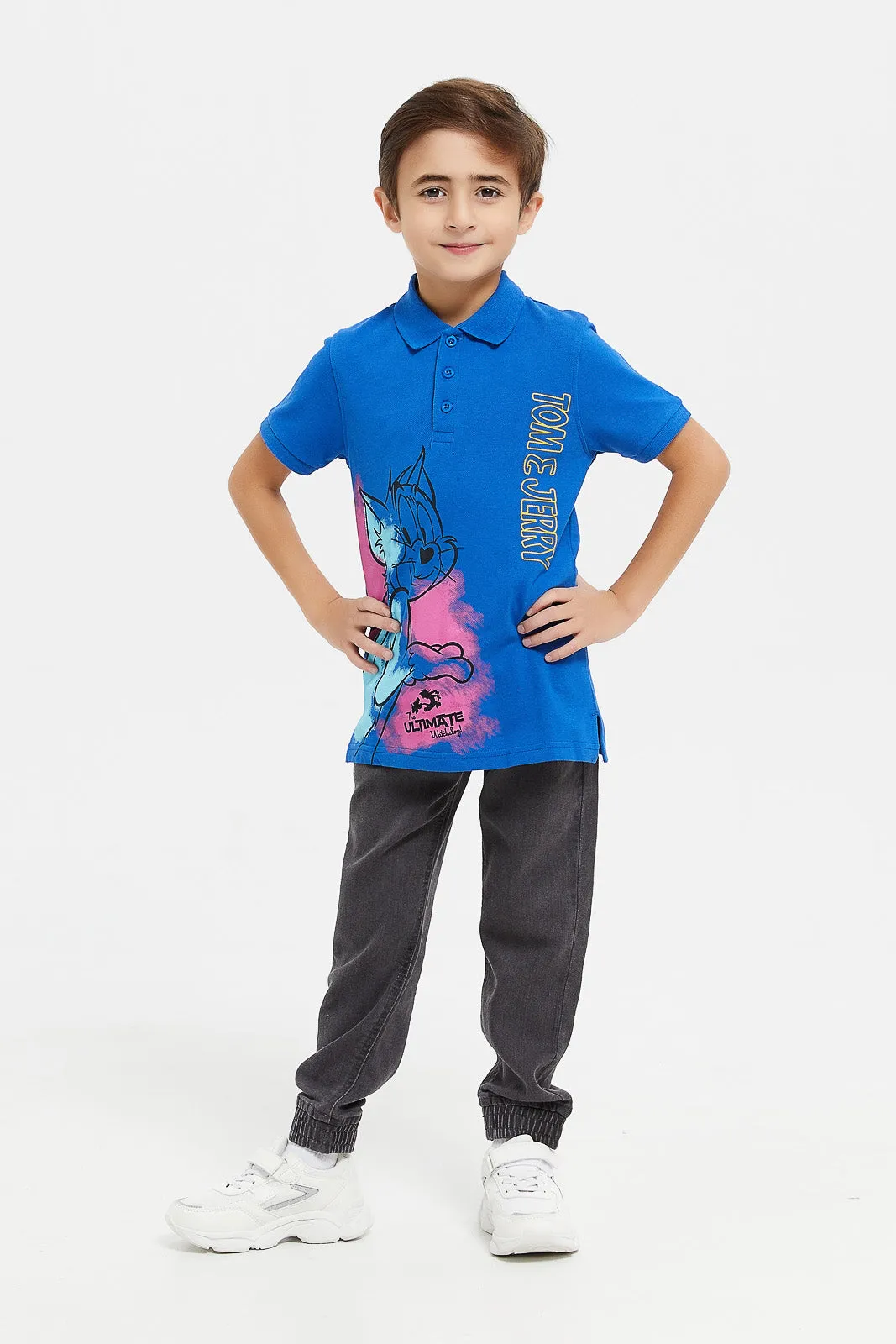 Boys Blue Tom And Jerry Polo Shirt