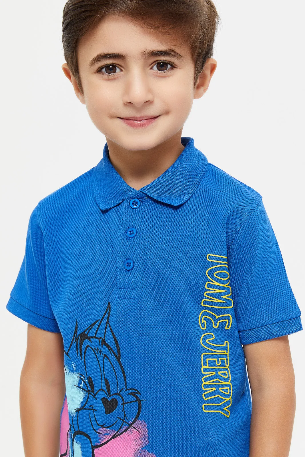 Boys Blue Tom And Jerry Polo Shirt