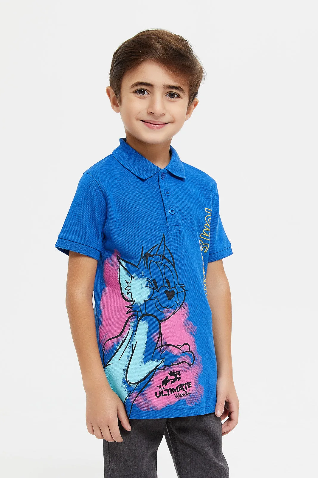 Boys Blue Tom And Jerry Polo Shirt