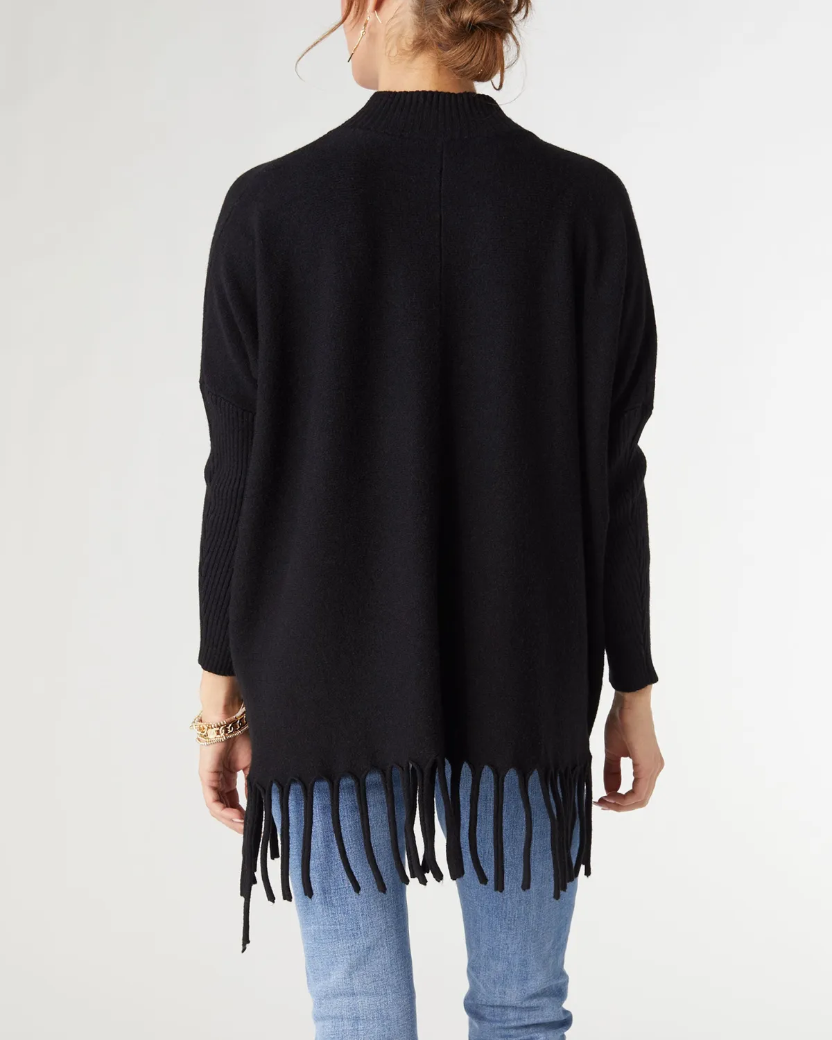 Coco and Carmen Heavenly Luxe Flowy Mock Neck Fringe Sweater - 2439059