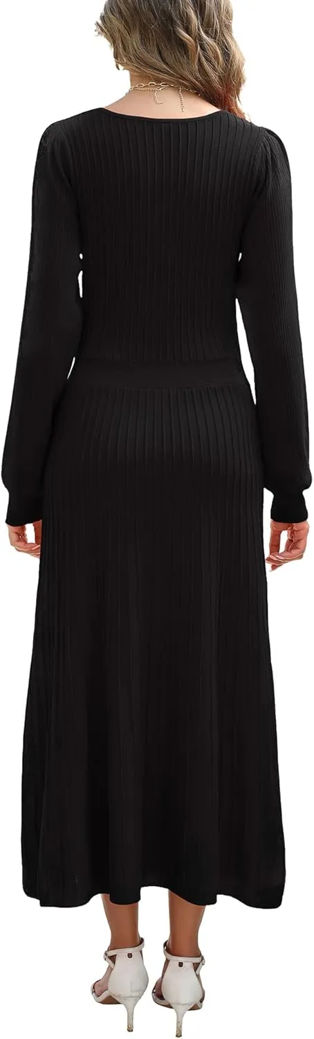 Fall Dress for Wedding Guest Midi Sweater Dresses Winter Knit Dress Casual A Line
