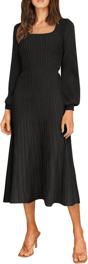 Fall Dress for Wedding Guest Midi Sweater Dresses Winter Knit Dress Casual A Line