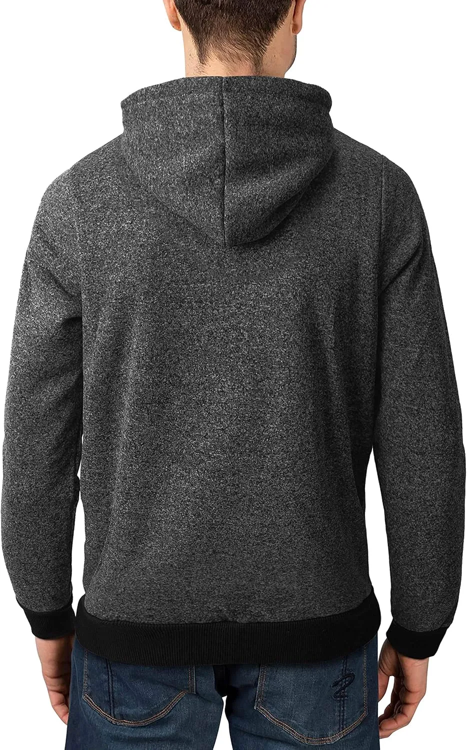 Hat and Beyond Mens Lightweight Marled Pullover Hoodie Solid Brushed Fleece Sweater