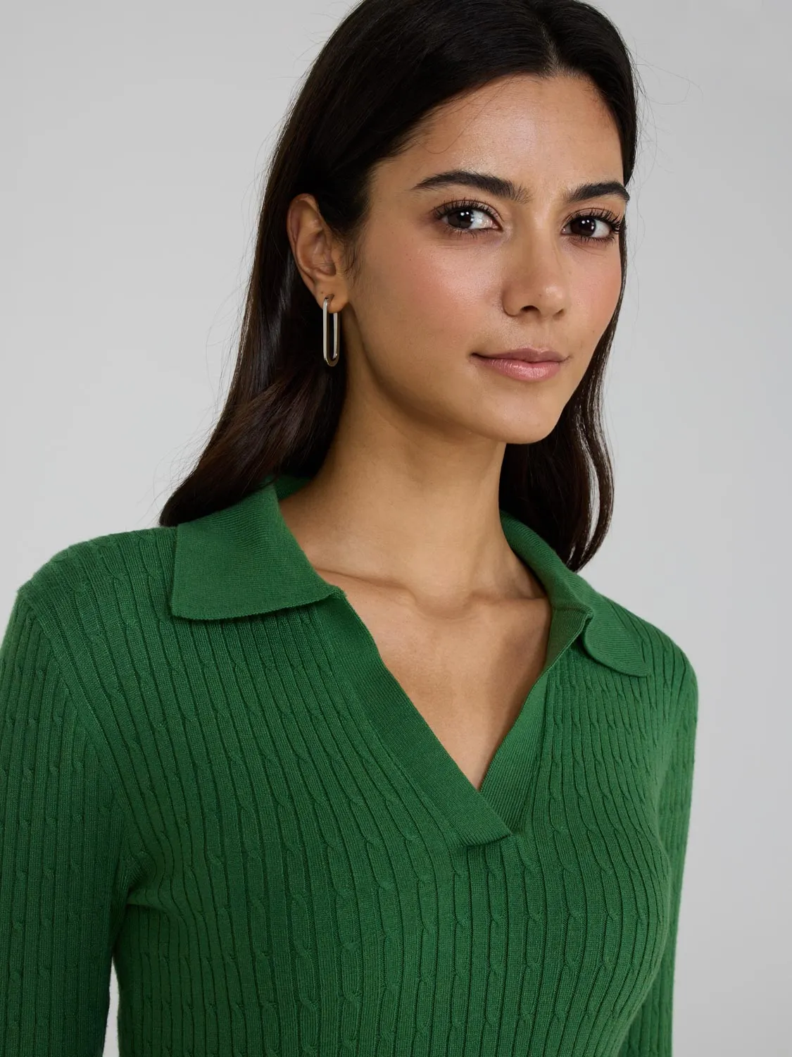 Johnny Collar Cable Knit Sweater