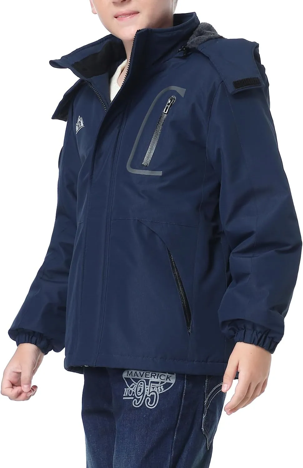Kid's Ski Jacket Waterproof Winter Coat Boy's and Girl's Fleece Snowboarding Jackets with Detachable Hood