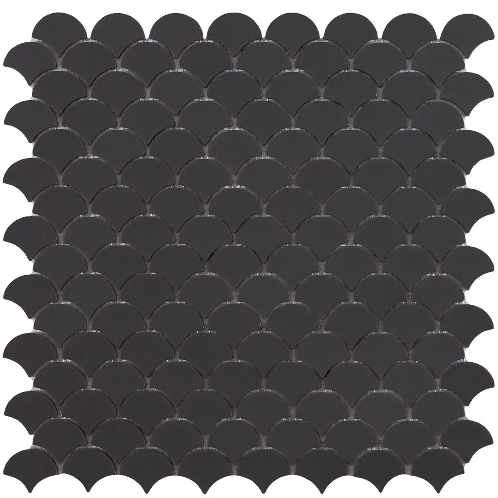 Matte Dark Grey, Fish Scale Mosaic - Glass Tile