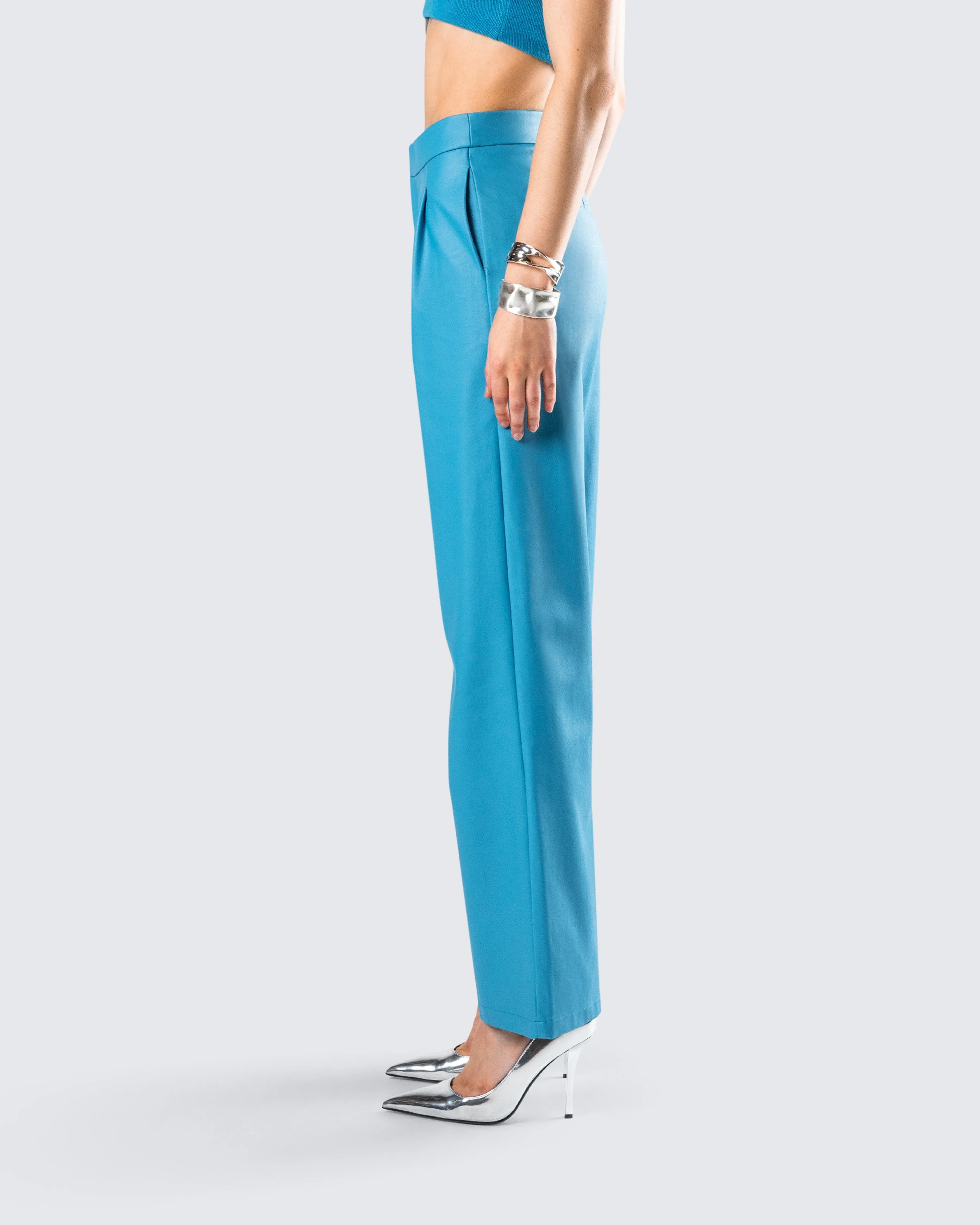 Maz Turquoise Vegan Leather Pant
