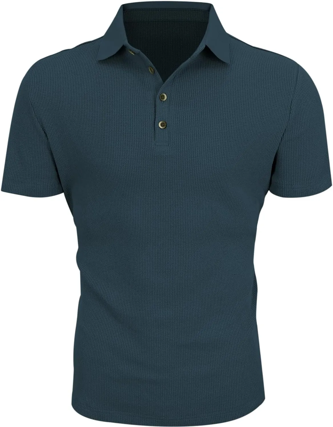 Men's Casual Polo Shirts Classic Button Basic Short Sleeve Waffle Solid Fit Golf Tees Stylish Tops