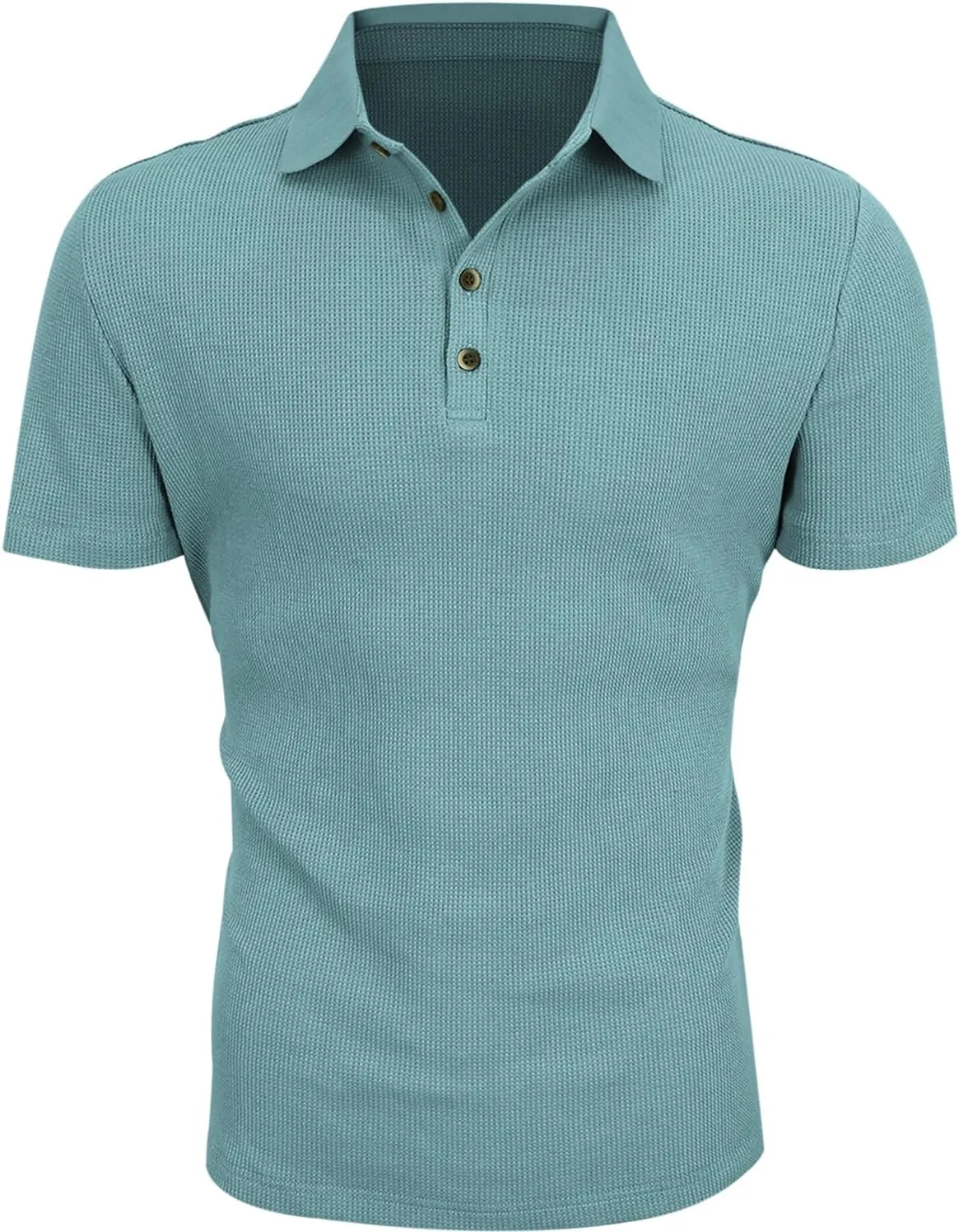 Men's Casual Polo Shirts Classic Button Basic Short Sleeve Waffle Solid Fit Golf Tees Stylish Tops