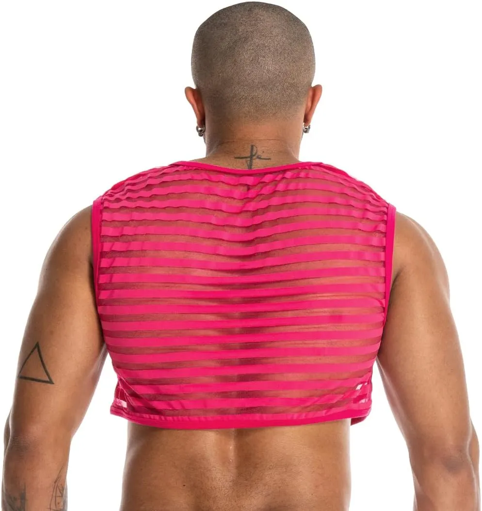 Men's Sexy Mesh Crop Tank Top for Party and Clubwear