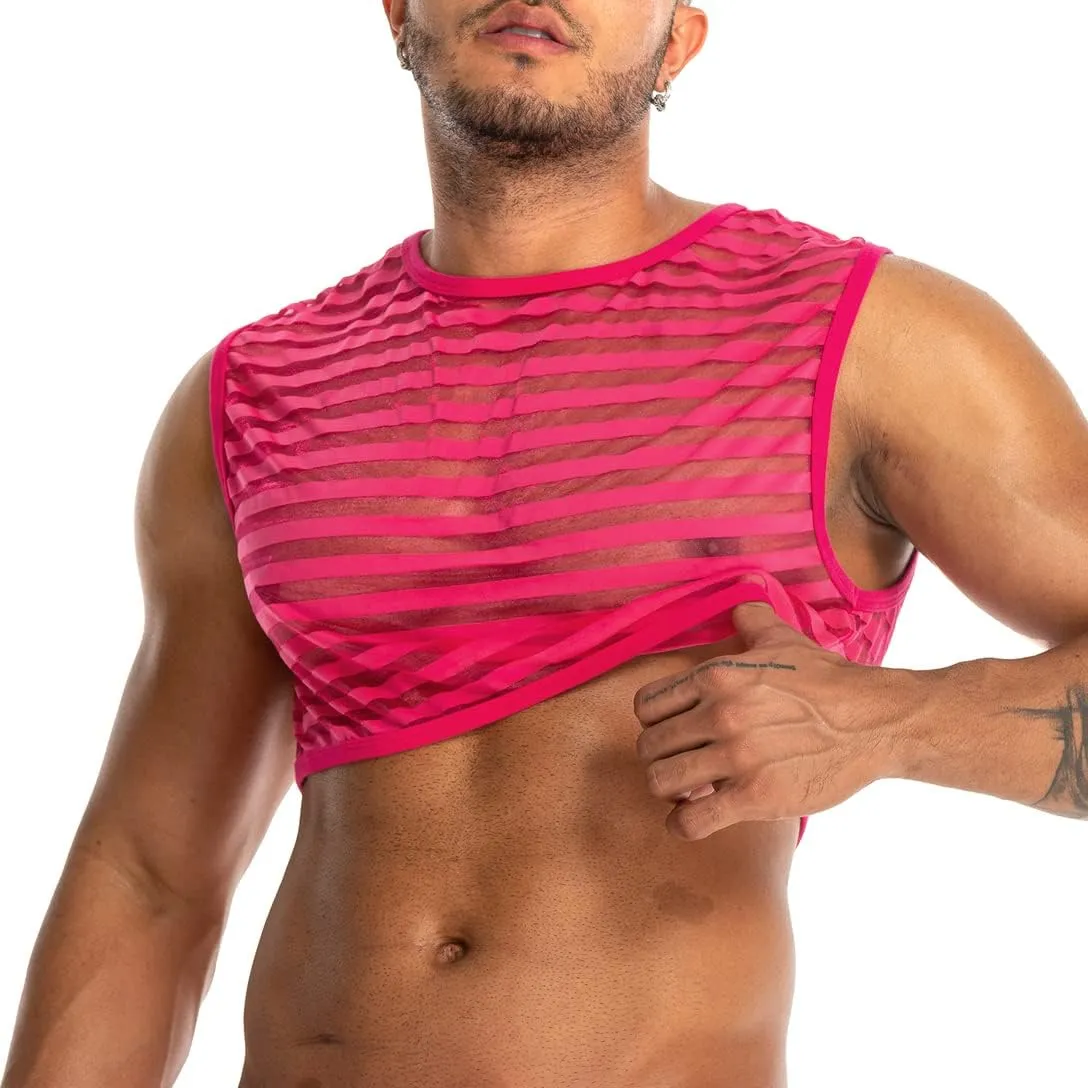 Men's Sexy Mesh Crop Tank Top for Party and Clubwear