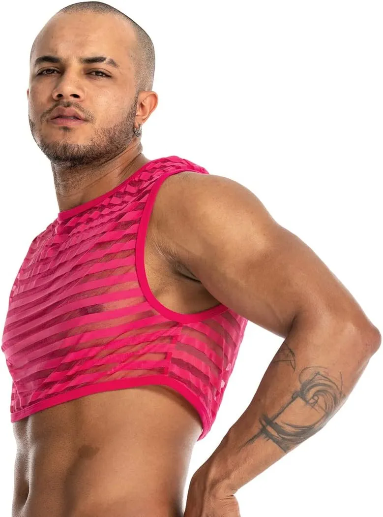 Men's Sexy Mesh Crop Tank Top for Party and Clubwear