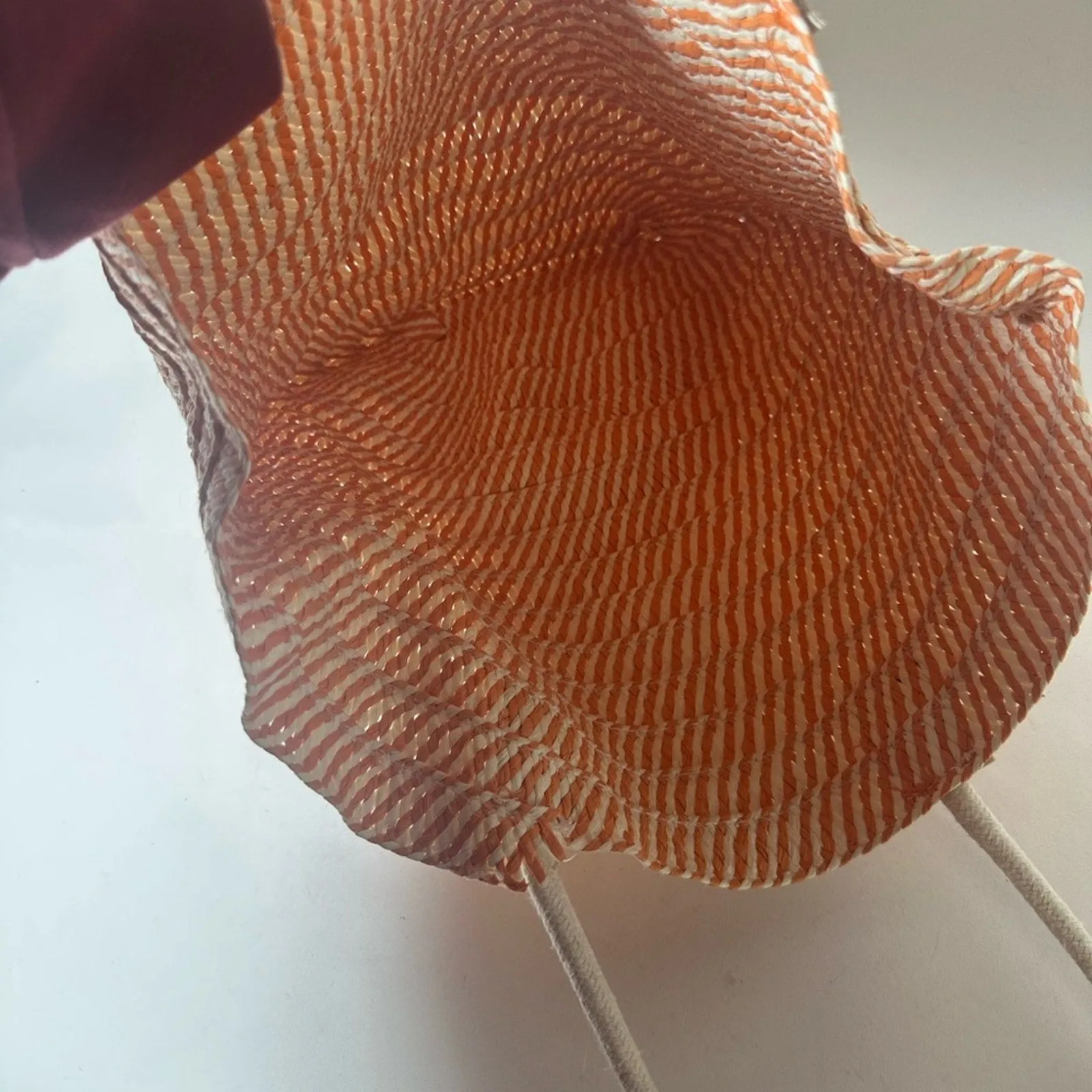 Orange and White Casual Tote Bag with Woven Texture