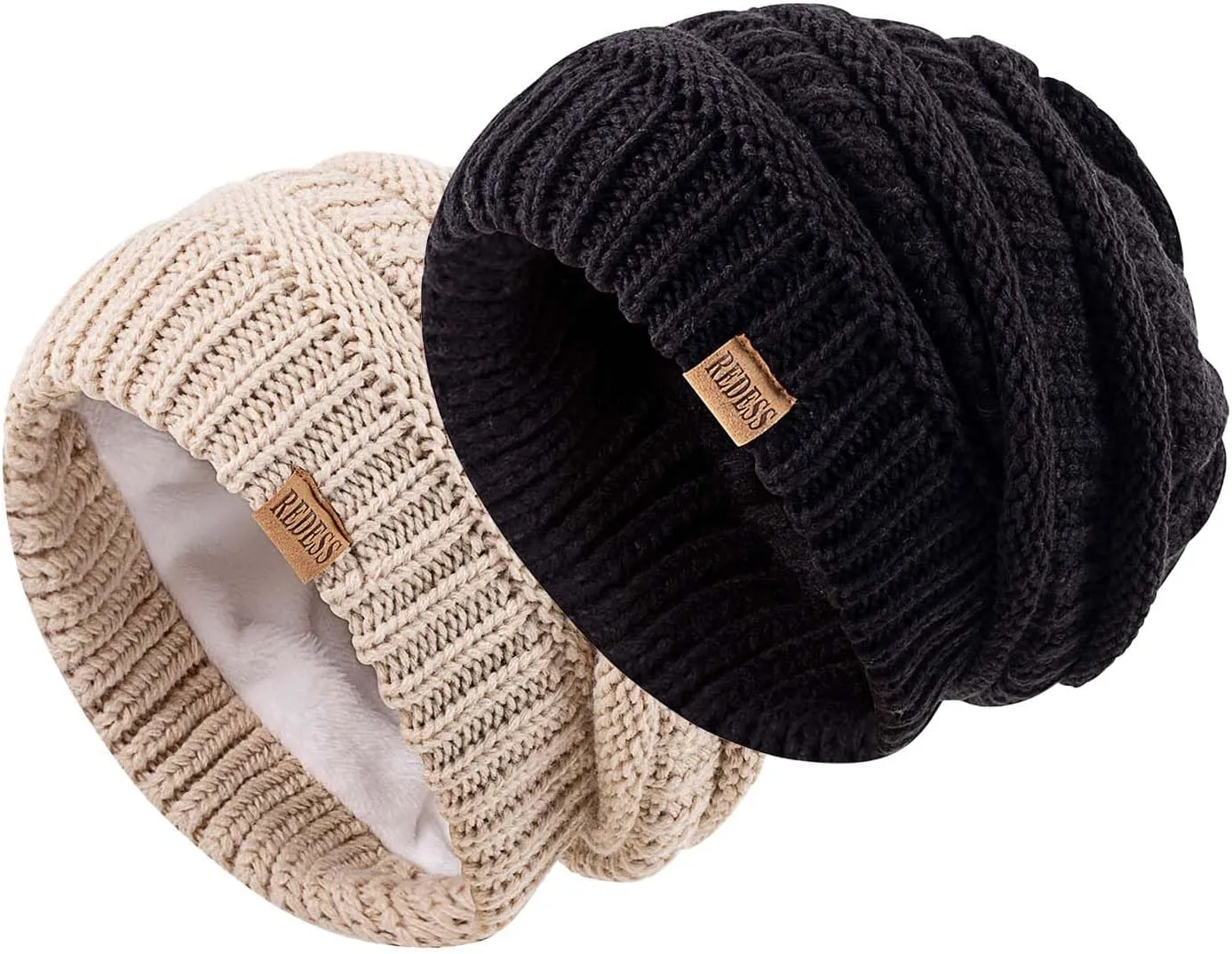 REDESS Slouchy Beanie Hat for Men and Women Winter Warm Chunky Soft Oversized Cable Knit Cap
