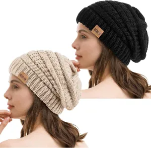 REDESS Slouchy Beanie Hat for Men and Women Winter Warm Chunky Soft Oversized Cable Knit Cap
