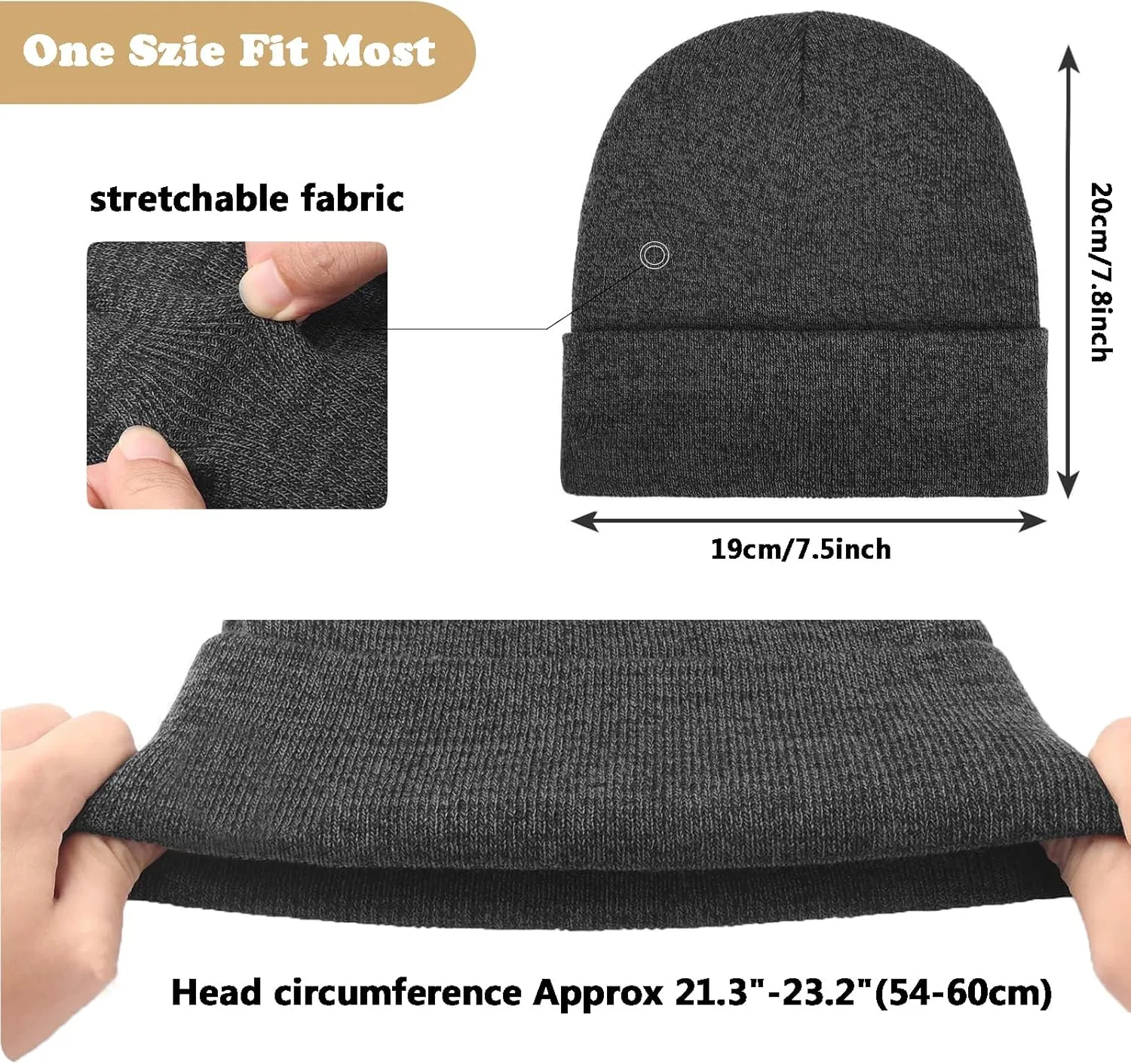 Ruqizhi Beanie Hats for Men Women Slouchy Beanie Hats Winter Knit Cuffed Beanie Soft Hat