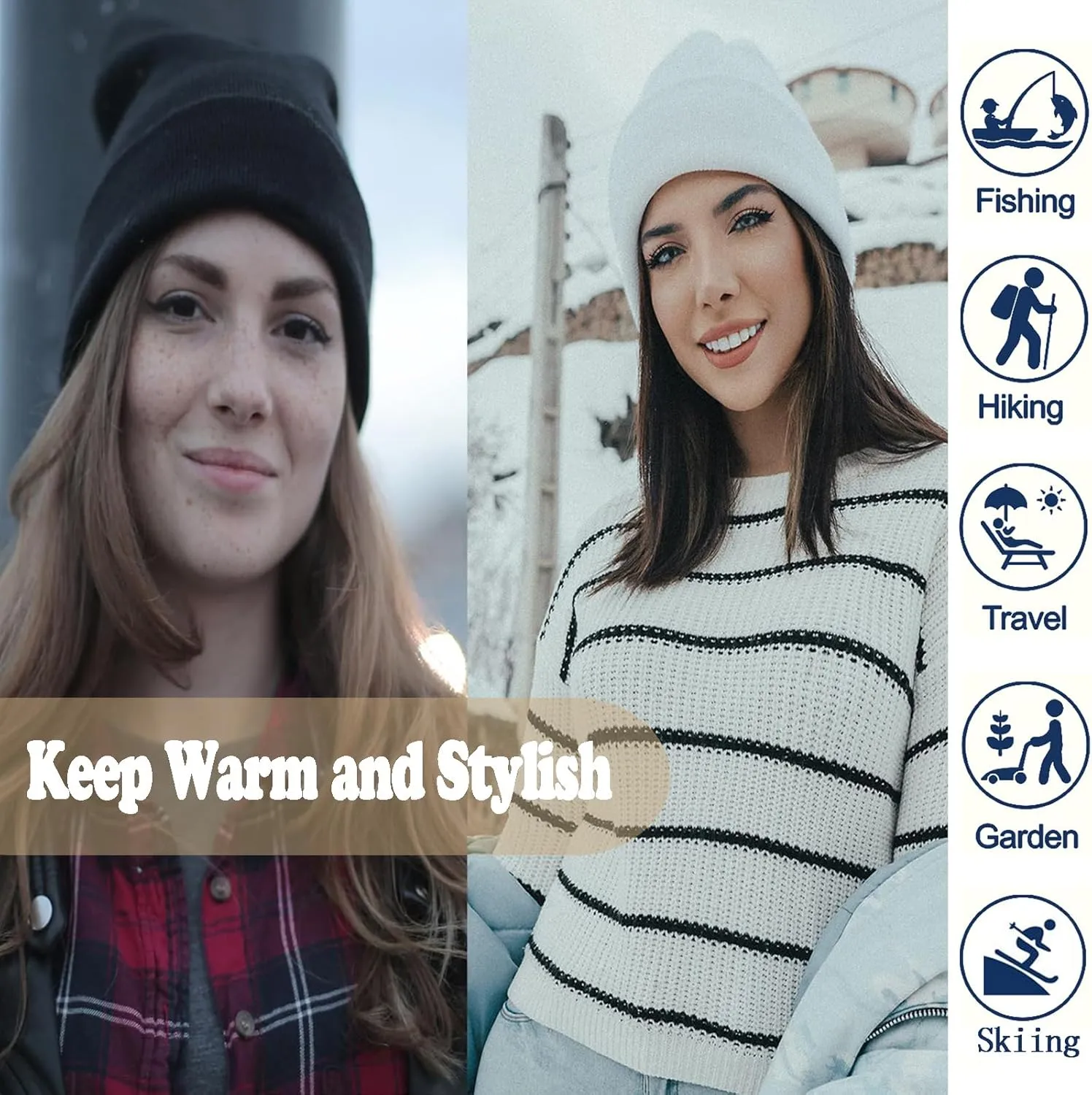 Ruqizhi Beanie Hats for Men Women Slouchy Beanie Hats Winter Knit Cuffed Beanie Soft Hat