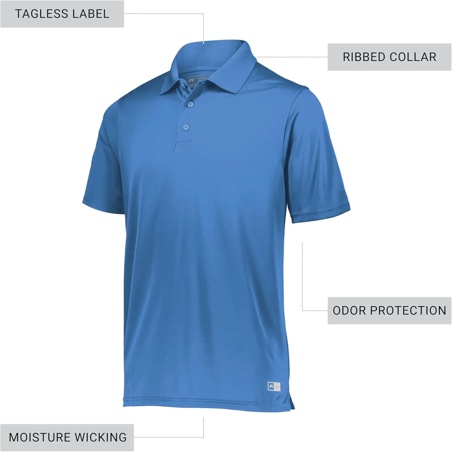 Russell Athletics Men's Dri-Power Performance Polo - Premium Dri-Fit Shirt, Perfect for Golf, Tennis & Athletic Activities