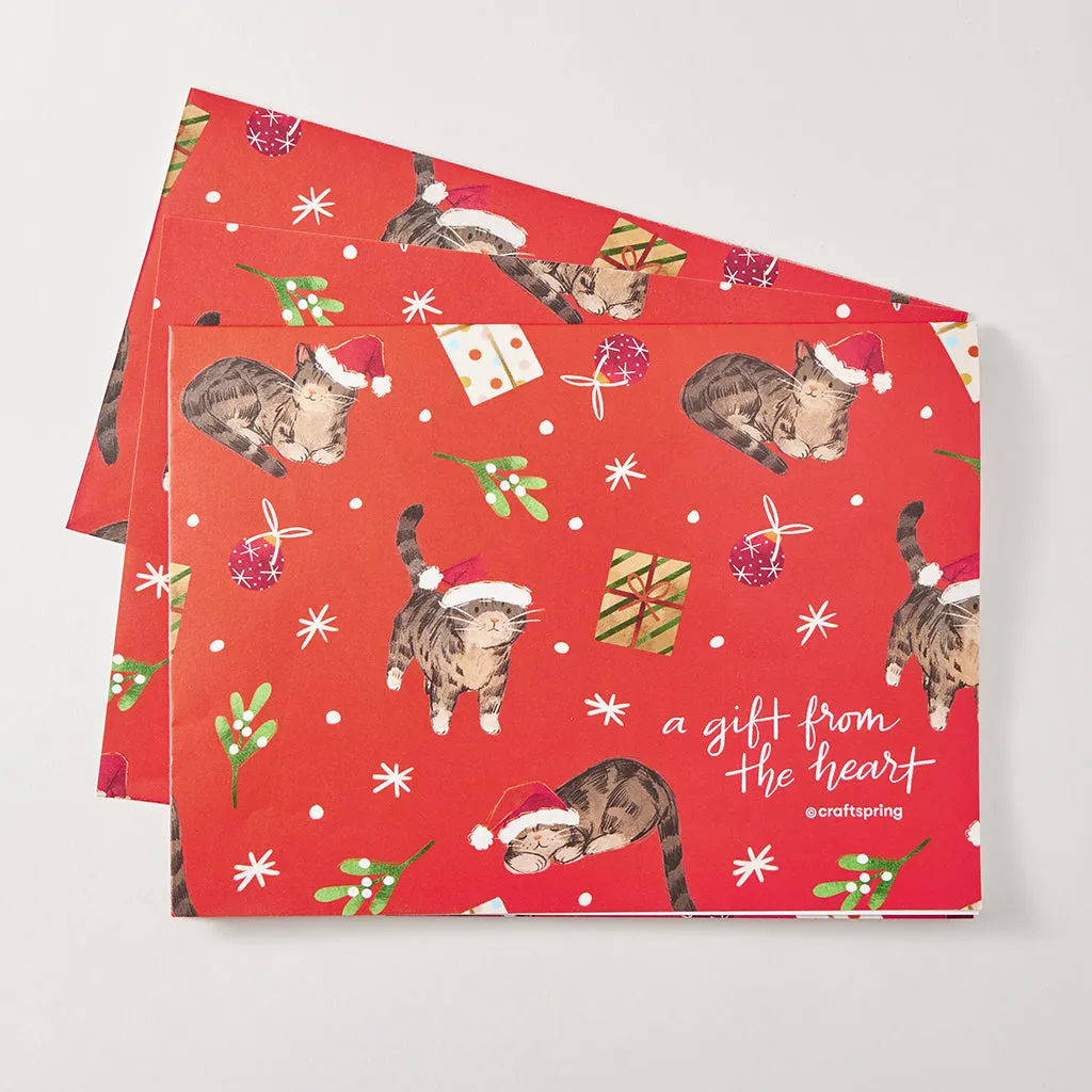 Santa Cat Wrapping Sheets Set of 3